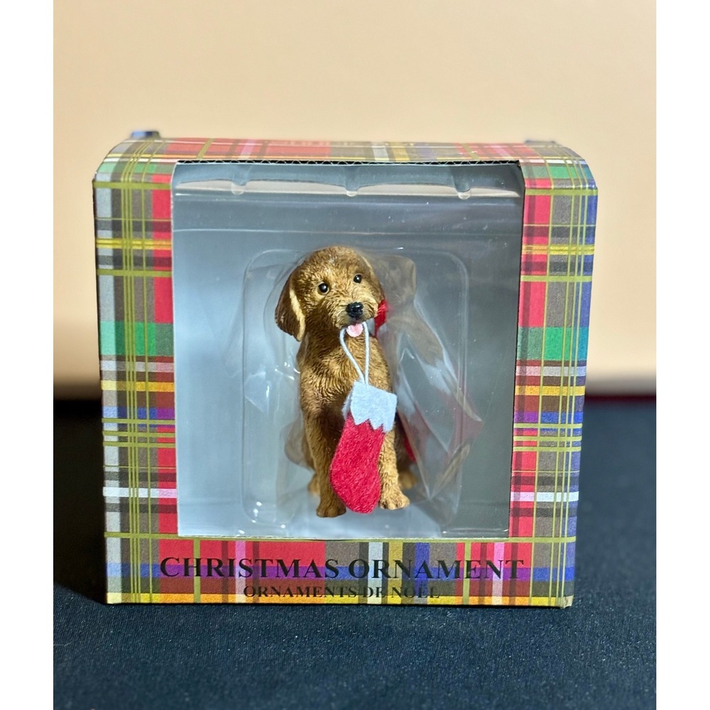 Sandicast Golden Doodle Dog Christmas Ornament Sandra Brue Hand Painted NIB